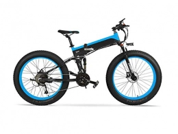 WXJHA Electric Bicycle, 26 X 4.0 Inch Mountain Bike Folding Electric City Bike for Adult 500W 48V 10Ah LG Lithium Battery Shimano 7 Speed for Adult Bike,Blue