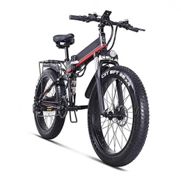 WXJHA Bike WXJHA Electric Bike Foldable, Max Speed 21Mph City Mountain Bicycle Mileage 40Miles Tyresmotor 1000W 48V 12.8Ah Rechargeable Lithium Battery, Red