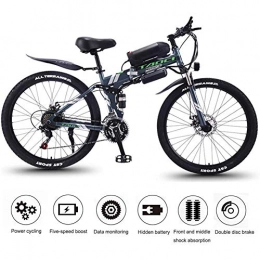 WXX Bike WXX Adult Electric Mountain Bikes, Magnesium Alloy Rim 26" 350W 36V Portable Folding Bicycle 21-Speed Long-Endurance Electric Vehicle, for Outdoor Cycling, Gray