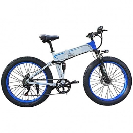 WXX Bike WXX Adult Folding Electric Mountain Bike, 48V / 8Ah / 350W Lithium Ion Batterysnow Bike, 26" Electric Bicycle, For Outdoor Cycling Exercise, white blue