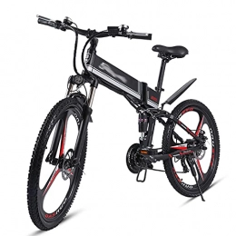 WZW Folding Electric Mountain Bike WZW M80 Adult Foldable Electric Bike - 26 inch 350W Off-Road Ebike - 48V / 12.8Ah Removable Lithium Battery Mountain Bicycle (Color : Black)