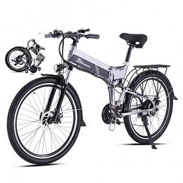 WZW Folding Electric Mountain Bike WZW M90 Foldable Electric Bike for Adults - 26 inch 500W Off-Road Ebike - 48V / 12.8Ah Removable Lithium-Ion Battery Mountain Bicycle 21 Speed Gears (Color : Gray, Size : 1 Batterie)