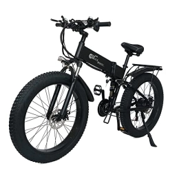 N\F Folding Electric Mountain Bike X26 26 Inch Folding Electric Mountain Bike Snow Bike for Adult, 21 Speed E-bike with Two 10AH Removable Battery (Black(10ah battery*2))