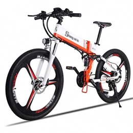XBSLJ Bike XBSLJ Electric Bikes, Folding Bikes Folding Ebike Double Disc Brake Smart Electric Bicycle with 350W Motor and 21 Speeds Shift Electric for Adults and Teens-Orange