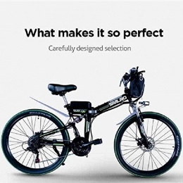 XBSLJ Folding Electric Mountain Bike XBSLJ Electric Bikes, Folding Bikes Mountain Bike Disc Brake with 10AH lithium battery 36V for Adults and Teens or Sports Outdoor Cycling Travel Commuting Shock-BLACK