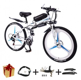 XCBY Folding Electric Mountain Bike XCBY Electric Bicycle, Folding E bike - 26 Inch Wheel Electric Bike Aluminum Alloy 36V Mountain Cycling Bicycle, Shimano 21-Speed For Adults White-50KM
