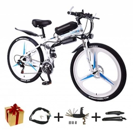 XCBY Folding Electric Mountain Bike XCBY Electric Bicycle, Folding E bike - 26 Inch Wheel Electric Bike Aluminum Alloy 36V Mountain Cycling Bicycle, Shimano 21-Speed For Adults White-90KM