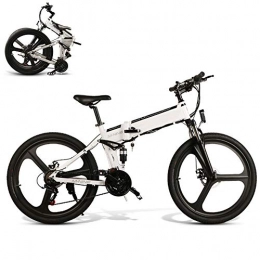 Xcmenl Bike Xcmenl 26" Electric Bike Trekking / Touring Bike, Smart Folding E-Bike 48V 10AH 350W Motor Mountain Bicycle for Men 21-Level Shift Assisted, White