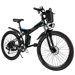 XGHW Folding Electric Mountain Bike XGHW E-bike foldable electric bicycle, adults 26 inch ebike mountain bike for men and ladies 250w engine professional shimano 21-speed gear detachable 36v / 8ah battery (Color : Black)