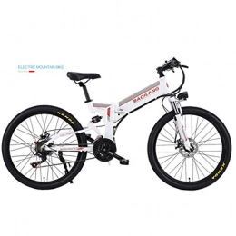 Xiaotian Bike Xiaotian Foldable Electric Mountain Bike, Bicycle with Lithium Battery, Off-Road Bicycle, 26 Inch 21 Speed, White Spoke Two Wheel, White