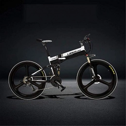 IMBM Bike XT750-S 26 Inch Folding Electric Bike, Hydraulic Disc Brake, 400W Motor, Top Brand Battery, Long Endurance, 5 Pedal Assist (Color : Black White, Size : 10.4Ah)