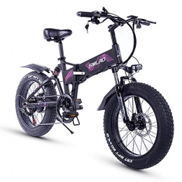 XXCY Folding Electric Mountain Bike XXCY 20 Inch Fat Tire, 36v 500w Motor, Foldable Bicycle, Electric Bike, Mobile Lithium Battery Shimano 7 Speed Hydraulic Disc Brake (purple)