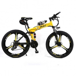 XXZ Folding Electric Mountain Bike XXZ Electric Bikes for Adult, Magnesium Alloy Ebikes Bicycles All Terrain, 26" 36V 240W 8AH Removable Lithium-Ion Battery Mountain Ebike for Mens, Yellow