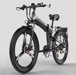 Yd&h Folding Electric Mountain Bike Yd&h Electric Mountain Bike 26 Inches Folding Electric Bicycle with 400W 48V Li-Battery, 21 Speed Waterproof Commute Ebike with Rear Seat for Adult, B, 12.8Ah 120Km