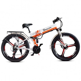 Yd&h Bike Yd&h Electric Mountain Bike Foldable, 26 Inch Adult Electric Bicycle, Motor 350W, 48V 10.4Ah Rechargeable Lithium Battery, Seat Adjustable, Portable Folding Bicycle, Cruise Mode, White, 48V 50Km