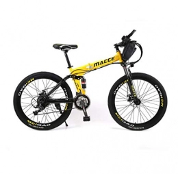 Yd&h Folding Electric Mountain Bike Yd&h Electric Mountain Bike Foldable, Adults Electric Bike with Removable Large Capacity Lithium-Ion Battery (36V), 21 Speed Gear And Three Working Modes, Yellow, 10Ah 40Km