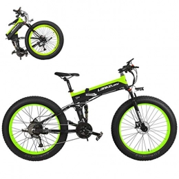 Yd&h Folding Electric Mountain Bike Yd&h Foldable Electric Mountain Bike, 26 Inch Fat Tire Beach Snow Electric Bicycle with Removable 48V 12.8Ah Lithium Battery, Motor 400W, 27 Speed Gear And Three Working Modes, Green
