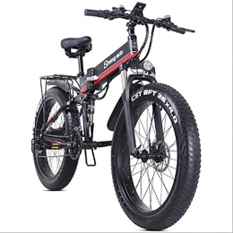 YGRQQR Folding Electric Mountain Bike YGRQQR Folding Electric Bike For Adults, 21 Speed Electric Mountain Bicycle, with Removable 48V 12.8Ah Battery, Double Shock Absorption 1000w (Cor : Red)