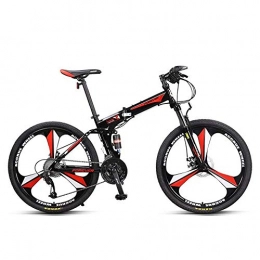 YOUSR Folding Electric Mountain Bike YOUSR Foldable Mountain Bike Bicycle, Speed Off-Road Double Shock Disc Brakes Adult Male (26 Inches) Red