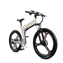 YUNYIHUI Folding Electric Mountain Bike YUNYIHUI Electric folding bike, mountain bike - 26" - 90km battery life, 400W high speed brushless motor, pedal with disc brake and suspension fork, Gold-48V10ah