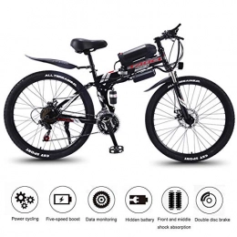 YXYBABA Electric Mountain Bike 26" Wheel Folding Ebike 350W Portable Folding Bicycle, Cruise Mode Magnesium Alloy Rim for Adult,Black,Spoke wheel