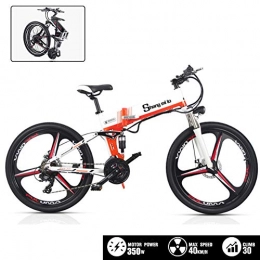 YXYBABA Folding Electric Mountain Bike YXYBABA Electric Mountain Bike for Adult 26 Inch Wheels Large Capacity Lithium-Ion Battery (48V 350W), Electric Bike 21 Speed Gear Three Working Modes with GPS Positioning System, Orange