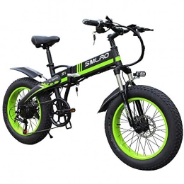 YYAO Folding Electric Mountain Bike YYAO 20" Electric Fat Tire Bike, 350W Adult Electric Mountain Bike, with Removable 48V 8Ah Lithium-Ion Battery, Professional 7 Speed Gears, Black Green
