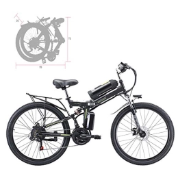 YZT QUEEN Folding Electric Mountain Bike YZT QUEEN Electric Bikes Electric Mountain Bike, Adult 26-Inch Folding Electric Bicycle Aluminum Alloy Spoke Wheel, Removable 350W 48V 8AH Lithium Battery 21-Speed Gear, Black
