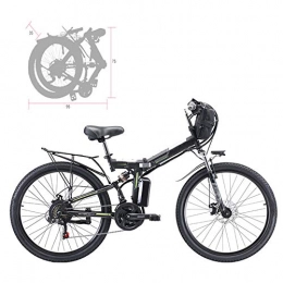 YZT QUEEN Folding Electric Mountain Bike YZT QUEEN Electric Bikes Electric Mountain Bike, Adult 26-Inch Folding Electric Bike Aluminum Alloy Spoke Wheel, Removable 48V Lithium-Ion Battery 21-Speed Gear, Black, 10AH 500W 48V