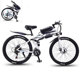 YZT QUEEN Folding Electric Mountain Bike YZT QUEEN Electric Bikes, High-Carbon Steel Foldable Electric Mountain Bike All-Terrain Off-Road Vehicle 21-Speed, 26-Inch 36V 350W Mobile Lithium-Ion Battery Mountain Bike, White, 36V8AH