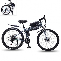 YZT QUEEN Folding Electric Mountain Bike YZT QUEEN Electric Bikes, High-Carbon Steel Foldable Electric Mountain Bike All-Terrain Off-Road Vehicle 27-Speed, 26-Inch 36V 350W Mobile Lithium-Ion Battery Mountain Bike, Gray, 36V10AH