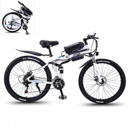 YZT QUEEN Bike YZT QUEEN Electric Bikes, High-Carbon Steel Foldable Electric Mountain Bike All-Terrain Off-Road Vehicle 27-Speed, 26-Inch 36V 350W Mobile Lithium-Ion Battery Mountain Bike, White, 36V8AH