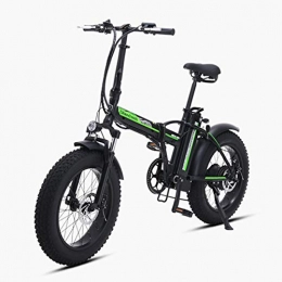 ZBB Folding Electric Mountain Bike ZBB 500W Electric Foldable Bicycle Mountain Snow E-bike Road Cycling 15Ah 48V Lithium Battery 20 inch Fat Tire 7 Variable Speed with Dual Disk Brakes Up To 100 Kilometer, Black