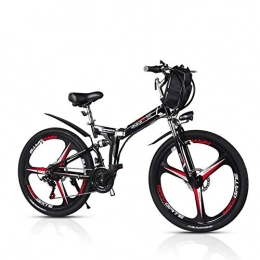 ZBB Folding Electric Mountain Bike ZBB Electric Bicycles Foldable Mountain Bikes 48V 350W Adults 7 Speeds Double Shock Absorber with 26 inch Tire Disc Brake and Full Suspension Fork Speed Up To 40KM / H, Black