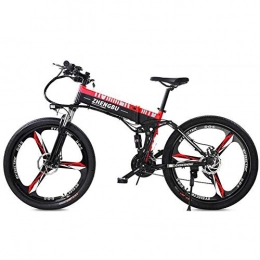 ZBB Folding Electric Mountain Bike ZBB Folding Electric Bike, 26 Inch Collapsible Electric Commuter Bike E-bike with 48V 10Ah Lithium Battery 250W Powerful Motor with Front LED Light for Adult, Red