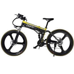 ZHIPENG Bike ZHIPENG Electric Mountain Bike, 240W 26'' Foldable Professional Electric Bike, with Removable 48V 10Ah Lithium Ion Battery, 30 Speed Transmission, Suitable for Adults, Yellow