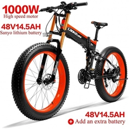 ZJGZDCP Folding Electric Mountain Bike ZJGZDCP 1000W Electric Bike 26inch Fat Tire E-bike 4.0 48V14.5AH 27Speed Snow MTB Folding Electric Bikes for Adult Female / Male City Bicycle (Color : Red)