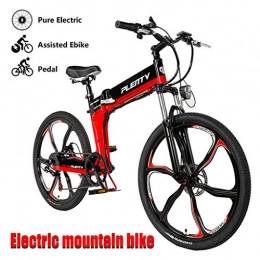 ZJGZDCP Folding Electric Mountain Bike ZJGZDCP 21 Speed Gears Adult Electric Bike Snow Mountain Electric Mountain Bike 480W Folding Electric Bicycle With Removable 8 / 10Ah Batterywhite (Color : Black)
