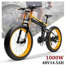 ZJGZDCP Folding Electric Mountain Bike ZJGZDCP 26inch Electric Mountain Bike With Removable Large Capacity Lithium-Ion Battery (48V 1000W) Electric Bike 21 Speed Gear And Three Working Modes (Color : YELLOW, Size : 1000W-14.5Ah)