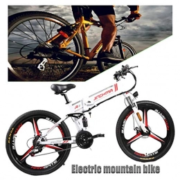 ZJGZDCP Folding Electric Mountain Bike ZJGZDCP 350W Adults Folden Electric Bike 48V 10.4Ah Battery With Removable Lithium Battery Electric Bicycle Beach Snow Ebike Electric Mountain Bicycle(black) (Color : White)