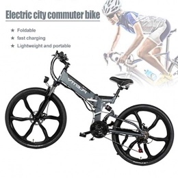 ZJGZDCP Bike ZJGZDCP 480W Adults Electric Bicycle Folding Removable Electric Mountain E-bike With Removable 10Ah Battery 7-Speed Gear Speed E-Bikeblack (Color : Grey)