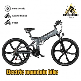 ZJGZDCP Folding Electric Mountain Bike ZJGZDCP 480W Urban Adults Electric Bikes Commute Mountain Electric Bike Air Full Suspension With 8 / 10AH Removable Lithium Battery 48V Mountain Electric Bicycle (Color : Grey)