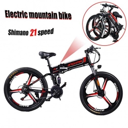 ZJGZDCP Folding Electric Mountain Bike ZJGZDCP 48V 350W City Commute Electric Mountain Bike Adults Folden Electric Bicycles Snow 350W Motor With 21 Speed Electric Bicycle Removable Battery (Color : Black)