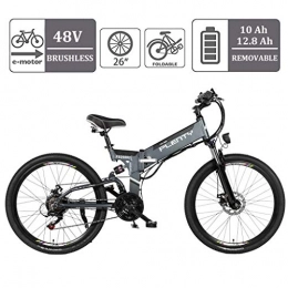ZJGZDCP Bike ZJGZDCP Folding Adult Electric Bike 48V 12.8AH 614Wh with LCD Display Women's Step-Through All Terrain Sport Commuter Bicycle Removable Lithium Ion Battery (Color : GRAY, Size : 10AH-480WH)