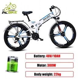 ZJGZDCP Folding Electric Mountain Bike ZJGZDCP Folding Beach Snow Ebike Electric Mountain Bicycle 48V Adult City Mountain Electric Bikes 300W Urban Electric Bike With Removable Battery (Color : Blue)