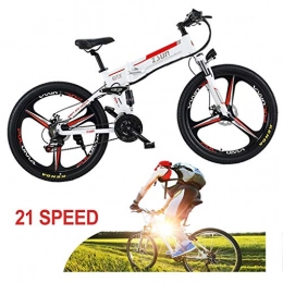 ZJGZDCP Folding Electric Mountain Bike ZJGZDCP Folding Electric Bike Ebike 48V 10Ah Removable Battery 350W Powerful Motor Electric Bicycle Mountain Bikefor Adult With 48V Lithium-Ion Battery (Black) (Color : White)