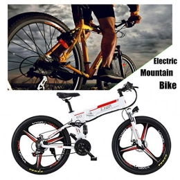 ZJGZDCP Bike ZJGZDCP Folding Electric Mountain Bike Electric Bicycle Adult Dual Disc Brakes Suspension Mountainbike Aluminum Alloy Frame Smart LCD Meter 7 Speed Gears (48V350W) (Color : White)