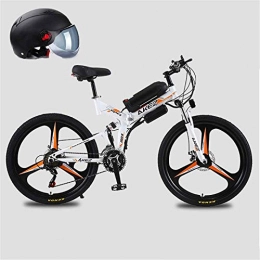 ZMHVOL Folding Electric Mountain Bike ZMHVOL Ebikes, 26'' 350W Motor Folding Electric Mountain Bike, Electric Bike with 48V Lithium-Ion Battery, Premium Full Suspension And 21 Speed Gears ZDWN (Color : White, Size : 10AH)
