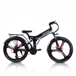 ZPAO Folding Electric Mountain Bike ZPAO KB26 26 Inch Folding Electric Bicycle, 48V 10.4Ah Lithium Battery, 350W Mountain Bike, 5 Grade Pedal Assist, Suspension Fork (Black Integrated Wheel)