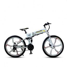 ZS Folding Electric Mountain Bike ZS 26 Inch Folding Mountain Electric Bicycle, 36V 10.4Ah Lithium Battery 240W Brushless Rear Drive Integrated Wheel Engine White And Black